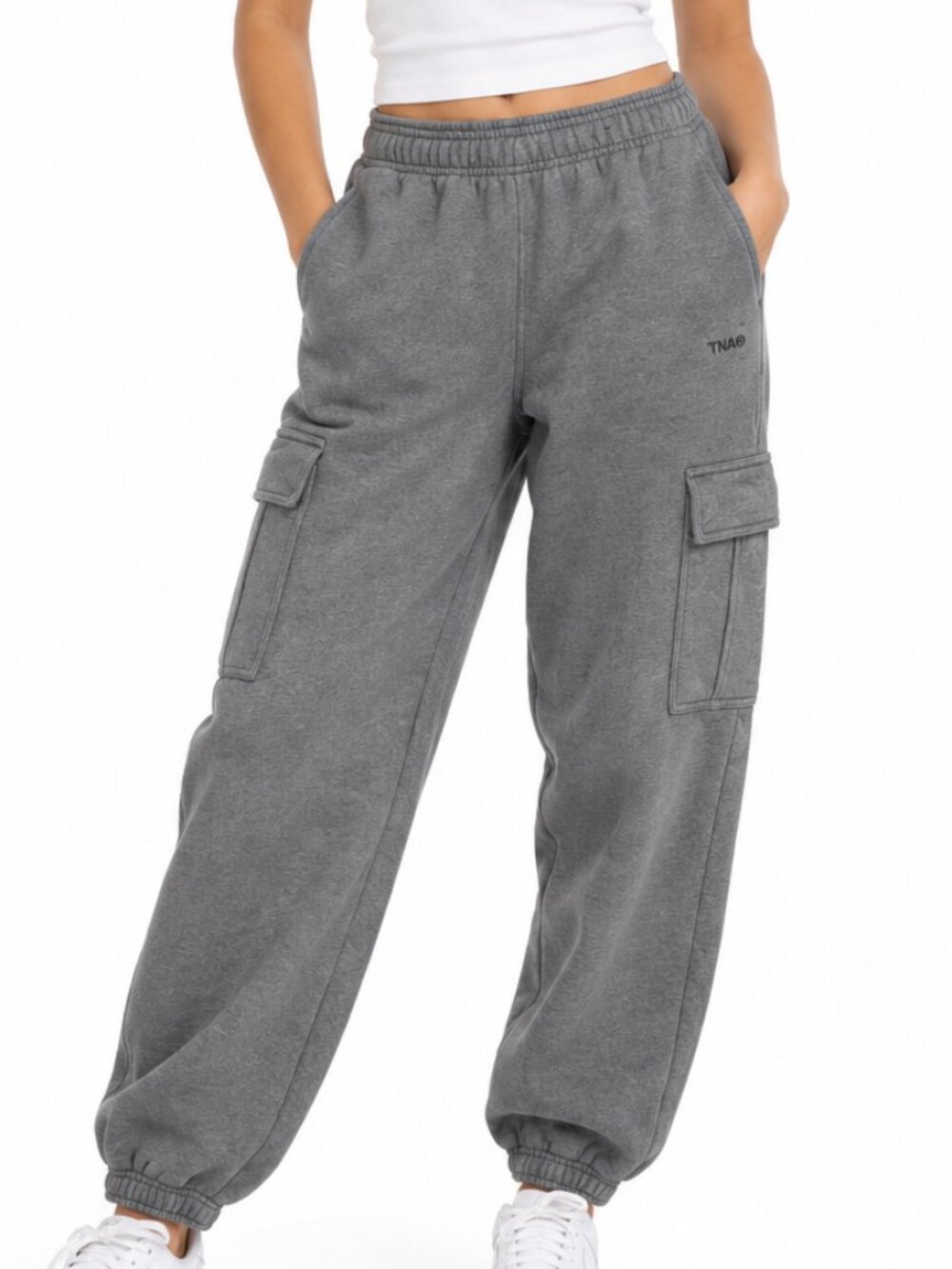 TNA Aritzia Cozy Fleece Mega Cargo Sweatpants Grey S